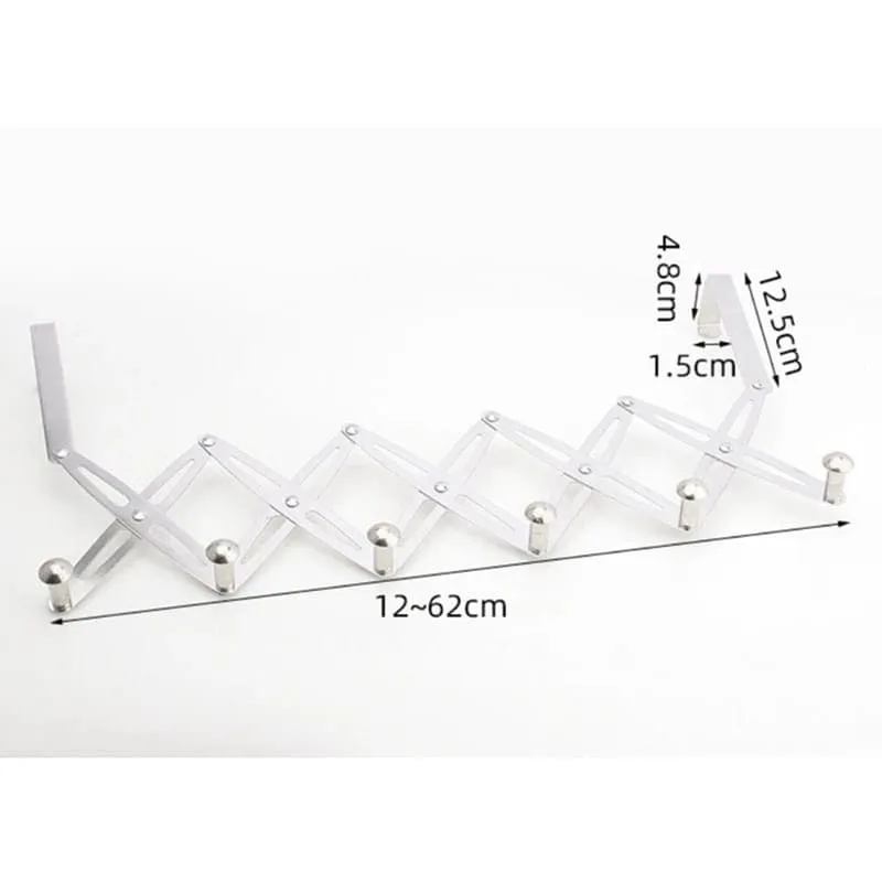 6 Hooks Multifunction Organizer, Foldable Hook Wall Door Hanger, Expandable Coat Rack Hanger, Wall Mounted Pine Hooks