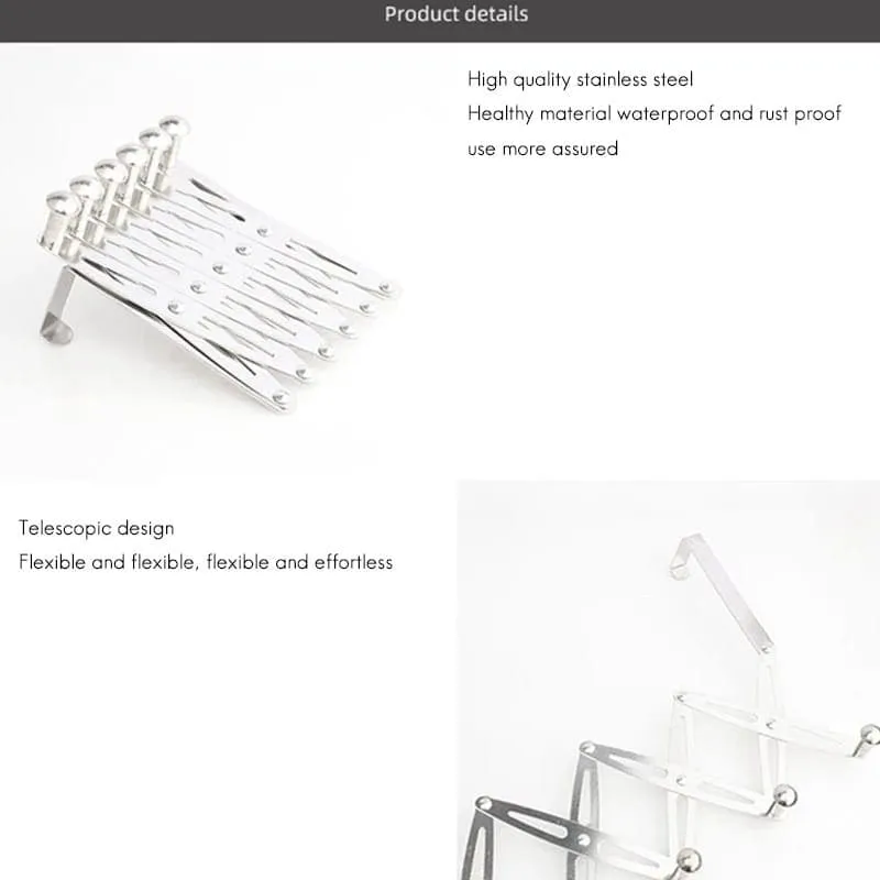 6 Hooks Multifunction Organizer, Foldable Hook Wall Door Hanger, Expandable Coat Rack Hanger, Wall Mounted Pine Hooks