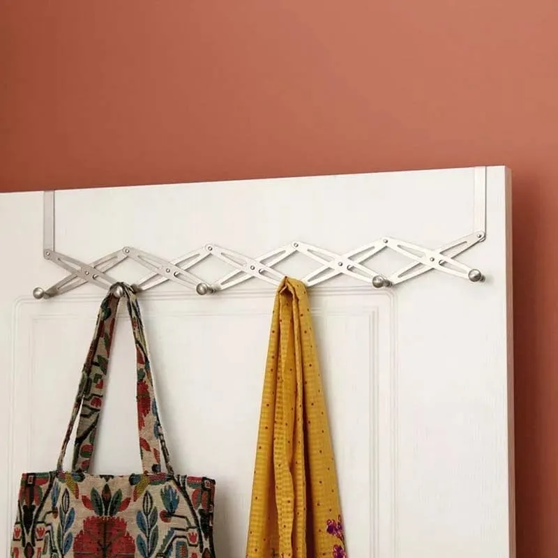6 Hooks Multifunction Organizer, Foldable Hook Wall Door Hanger, Expandable Coat Rack Hanger, Wall Mounted Pine Hooks