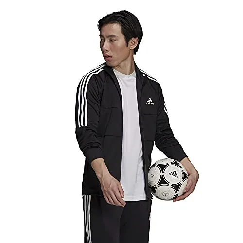 adidas Men's AEROREADY Sereno Cut 3-Stripes Slim Track Top, Black/White, Large