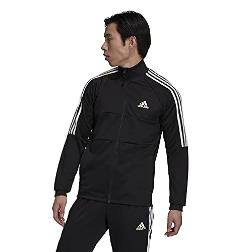 adidas Men's AEROREADY Sereno Cut 3-Stripes Slim Track Top, Black/White, Large