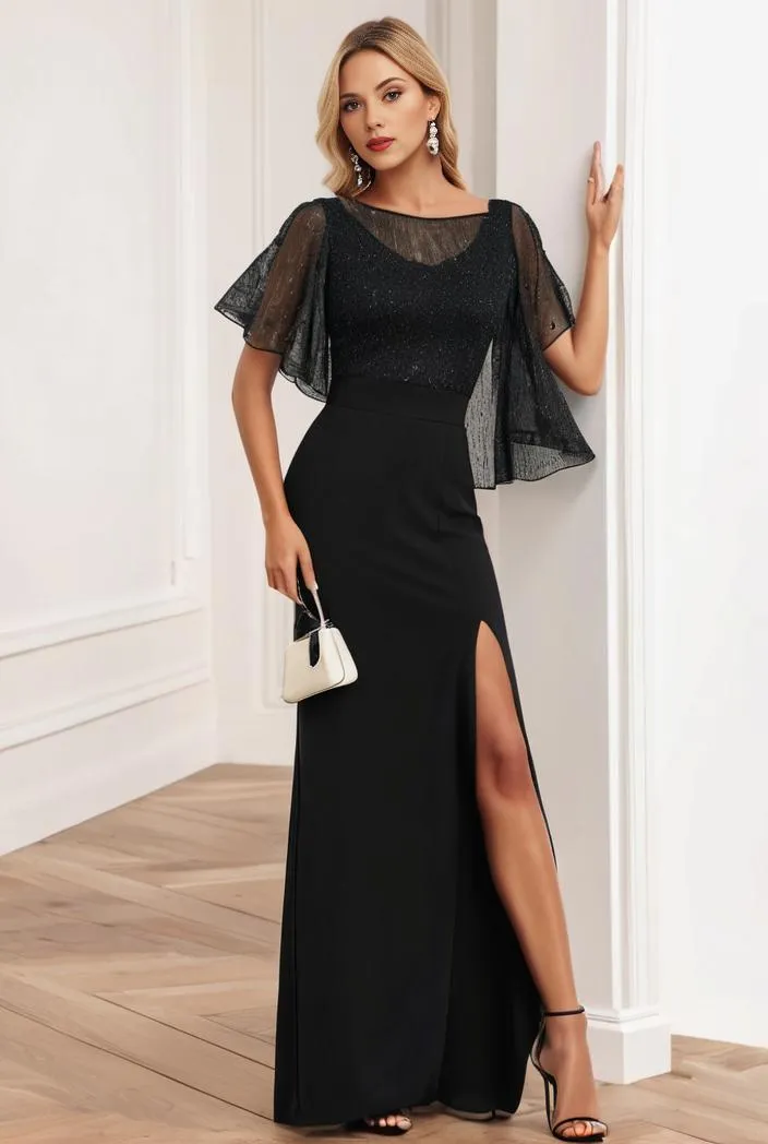Alluring Lace Sequin Mother of the Bride Bodycon Gown