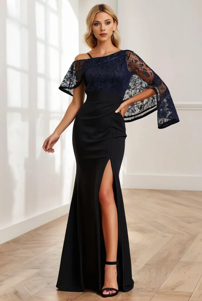 Alluring Lace Sequin Mother of the Bride Bodycon Gown
