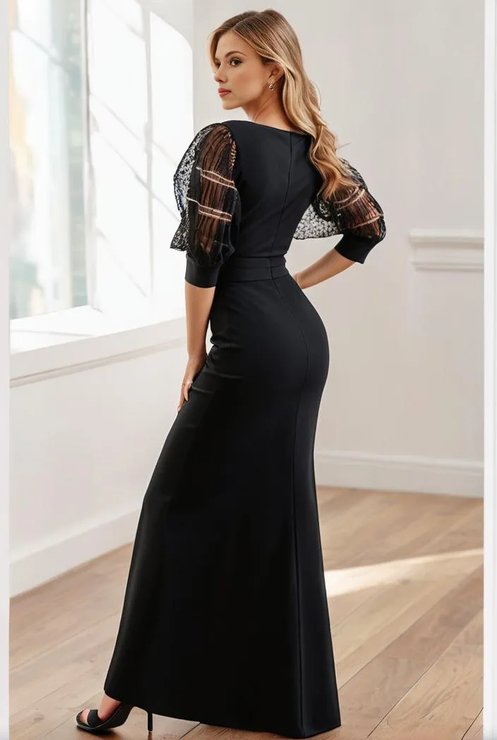 Alluring Lace Sequin Mother of the Bride Bodycon Gown