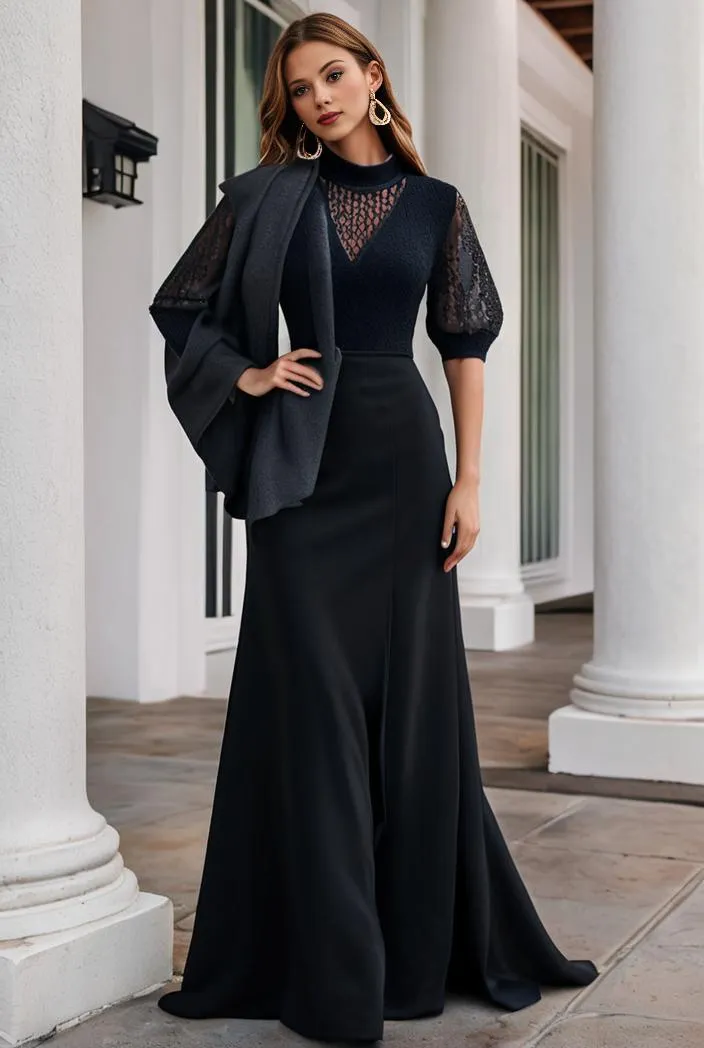 Alluring Lace Sequin Mother of the Bride Bodycon Gown