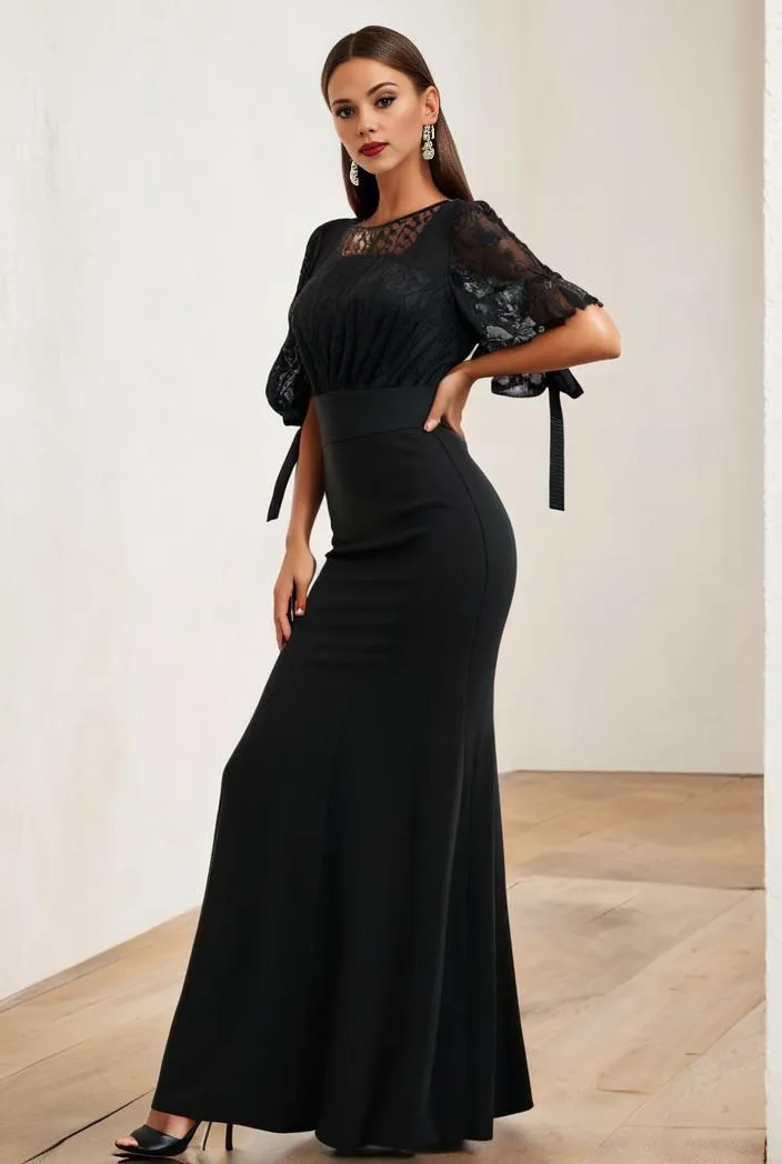 Alluring Lace Sequin Mother of the Bride Bodycon Gown