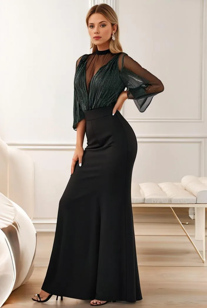 Alluring Lace Sequin Mother of the Bride Bodycon Gown