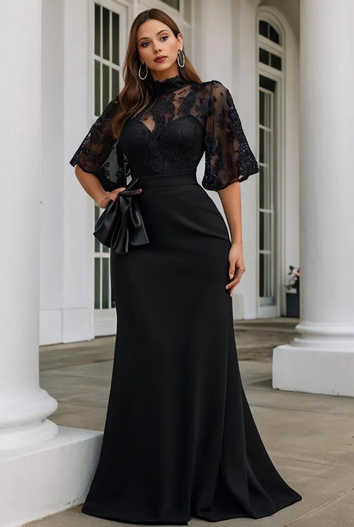 Alluring Lace Sequin Mother of the Bride Bodycon Gown