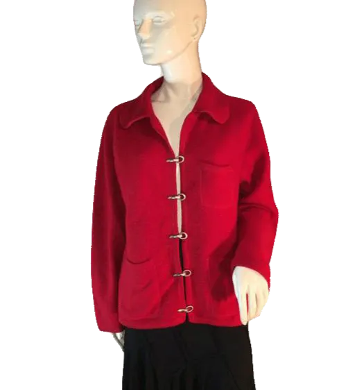 Andrea Viccaro 80's 100% Wool Red Long Sleeve Blazer Size Medium SKU 000203