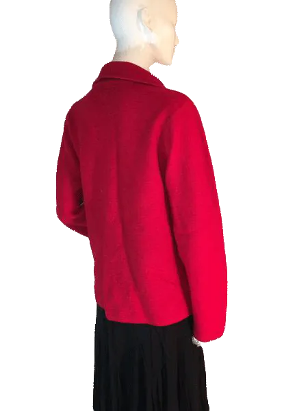 Andrea Viccaro 80's 100% Wool Red Long Sleeve Blazer Size Medium SKU 000203