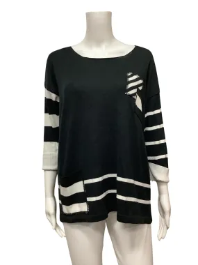 Angel Women's Sweater Black & White 3/4 Sleeve Size: M