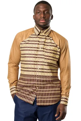 Aveye Men African Long Sleeve Shirt - Brown