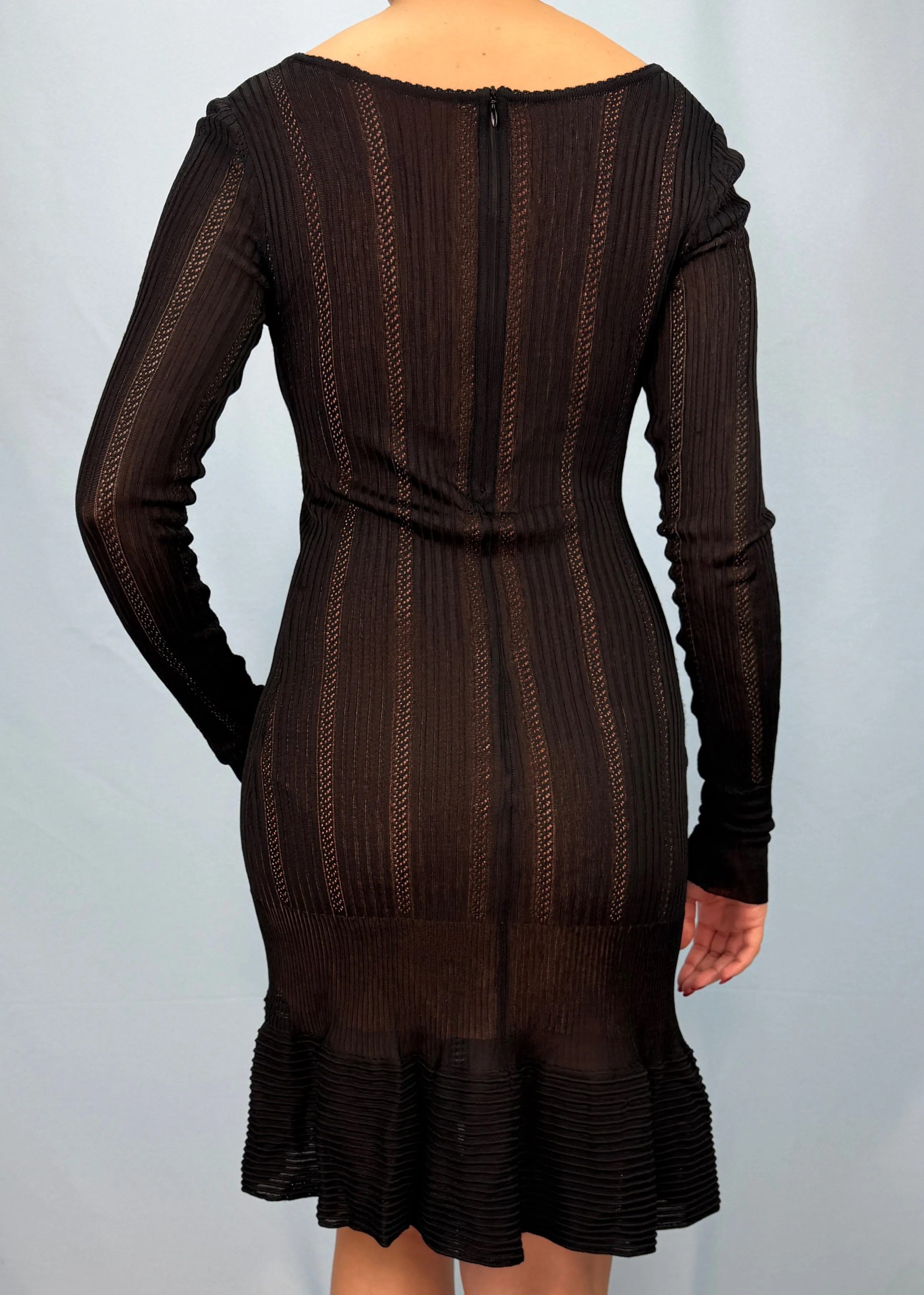 Azzedine Alaia 1990s Nude Illusion Long Sleeve Knit Dress