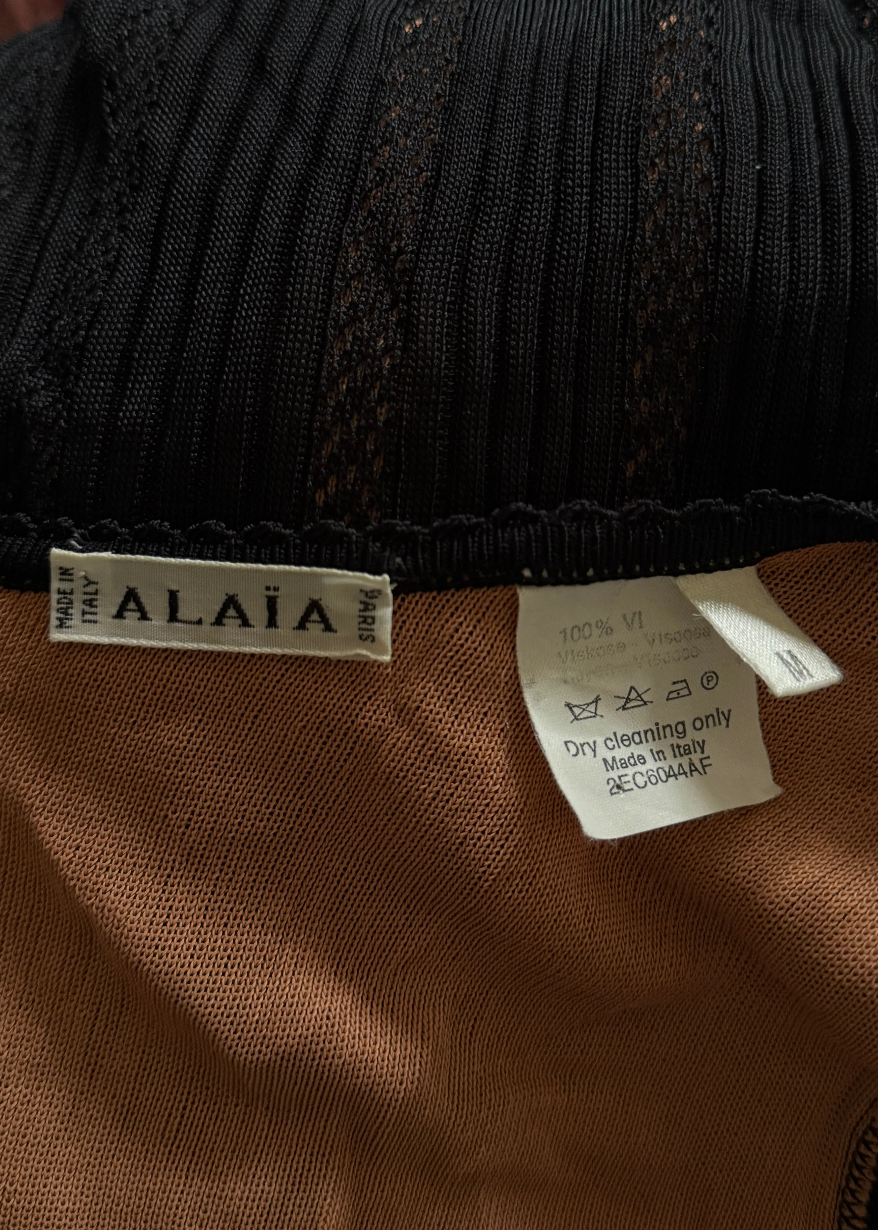 Azzedine Alaia 1990s Nude Illusion Long Sleeve Knit Dress