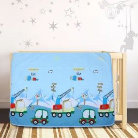 Baby Moo Farm Construction Soft Quilted Premium Reversible Blanket - Blue
