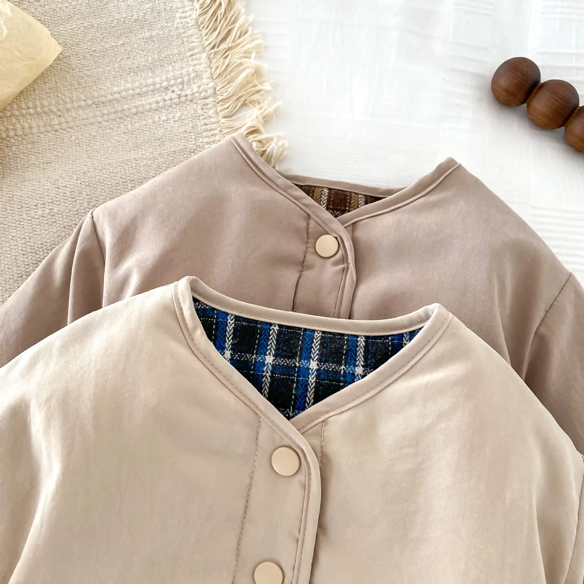 Baby Toddler Plaid Reversible Quilted Coat