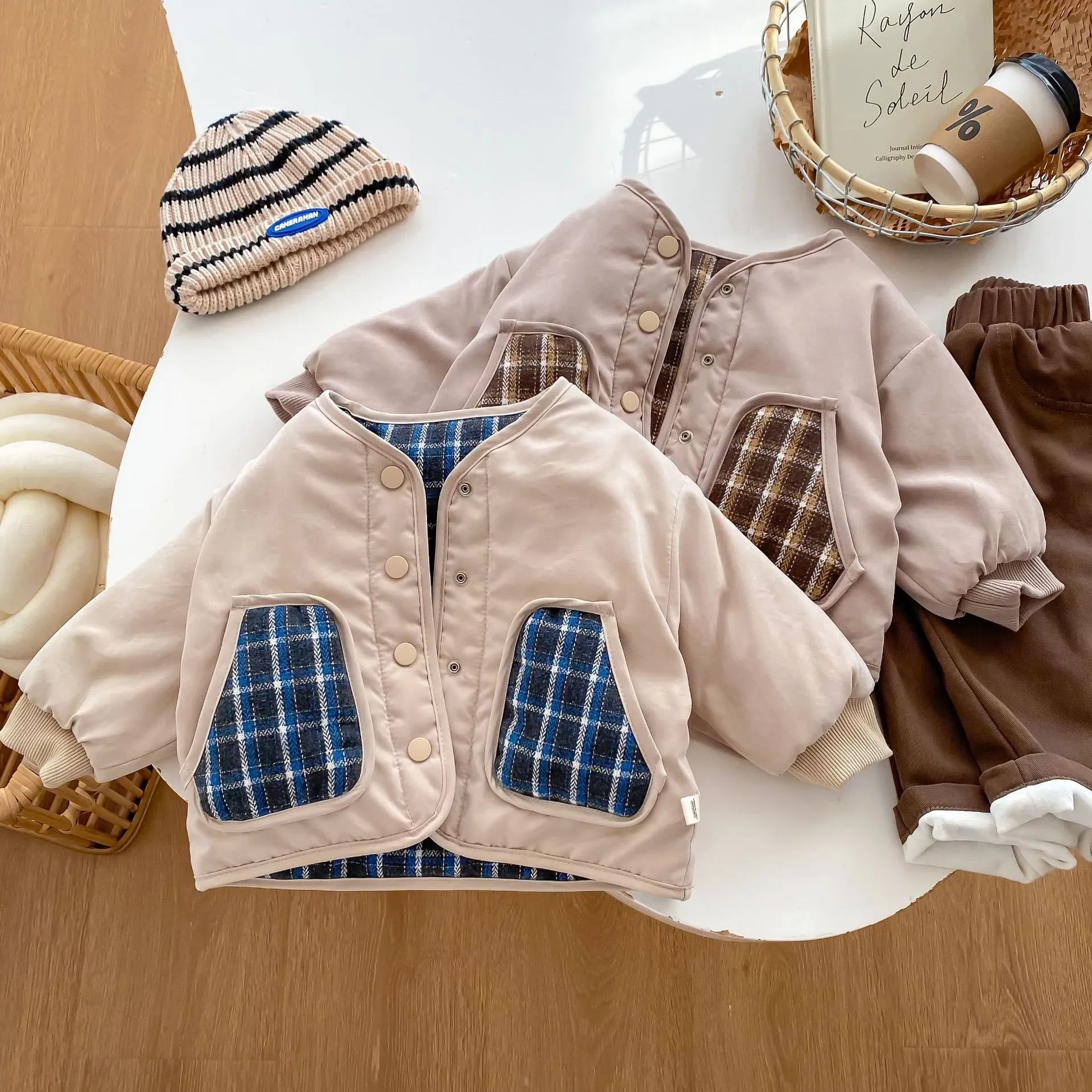 Baby Toddler Plaid Reversible Quilted Coat