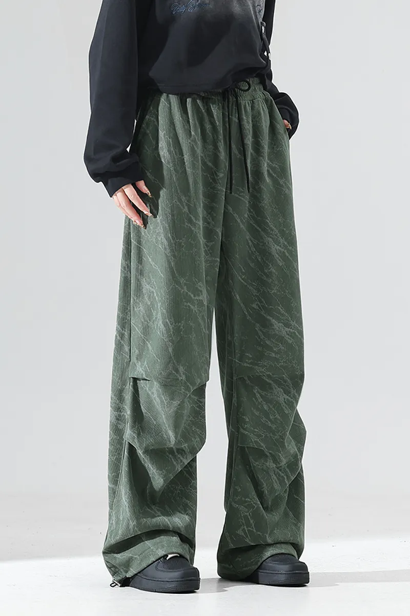 Baggy Wide-Leg Low-Rise Fleece Parachute Sweatpants
