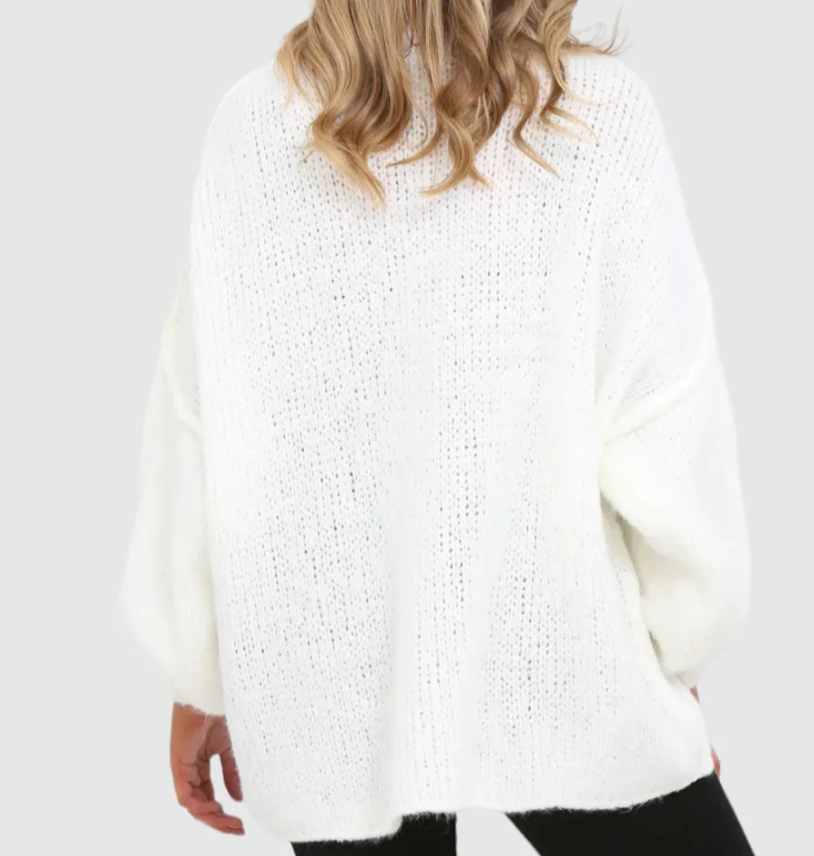 Balloon Sleeve Mohair Jumper in Ivory