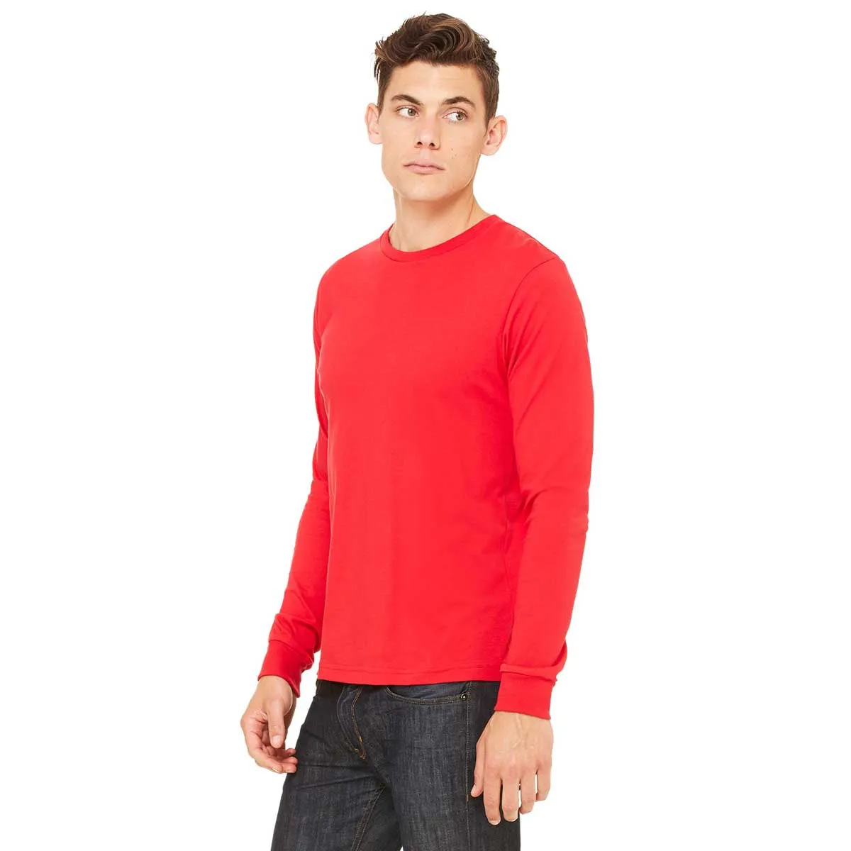 Bella   Canvas Men's Red Jersey Long-Sleeve T-Shirt