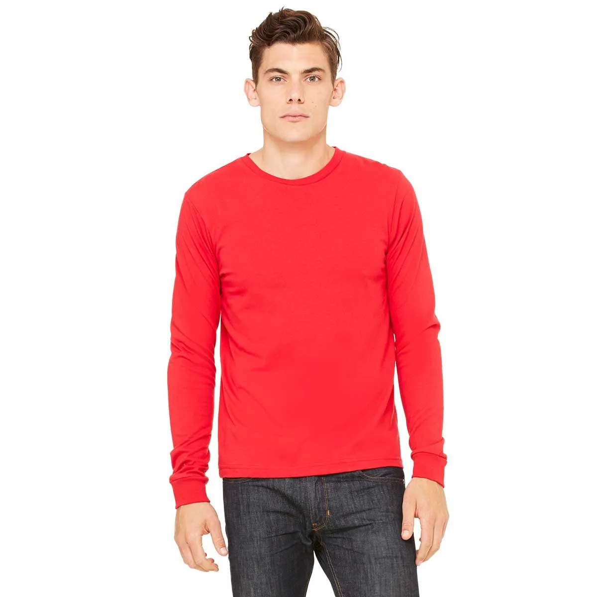 Bella   Canvas Men's Red Jersey Long-Sleeve T-Shirt