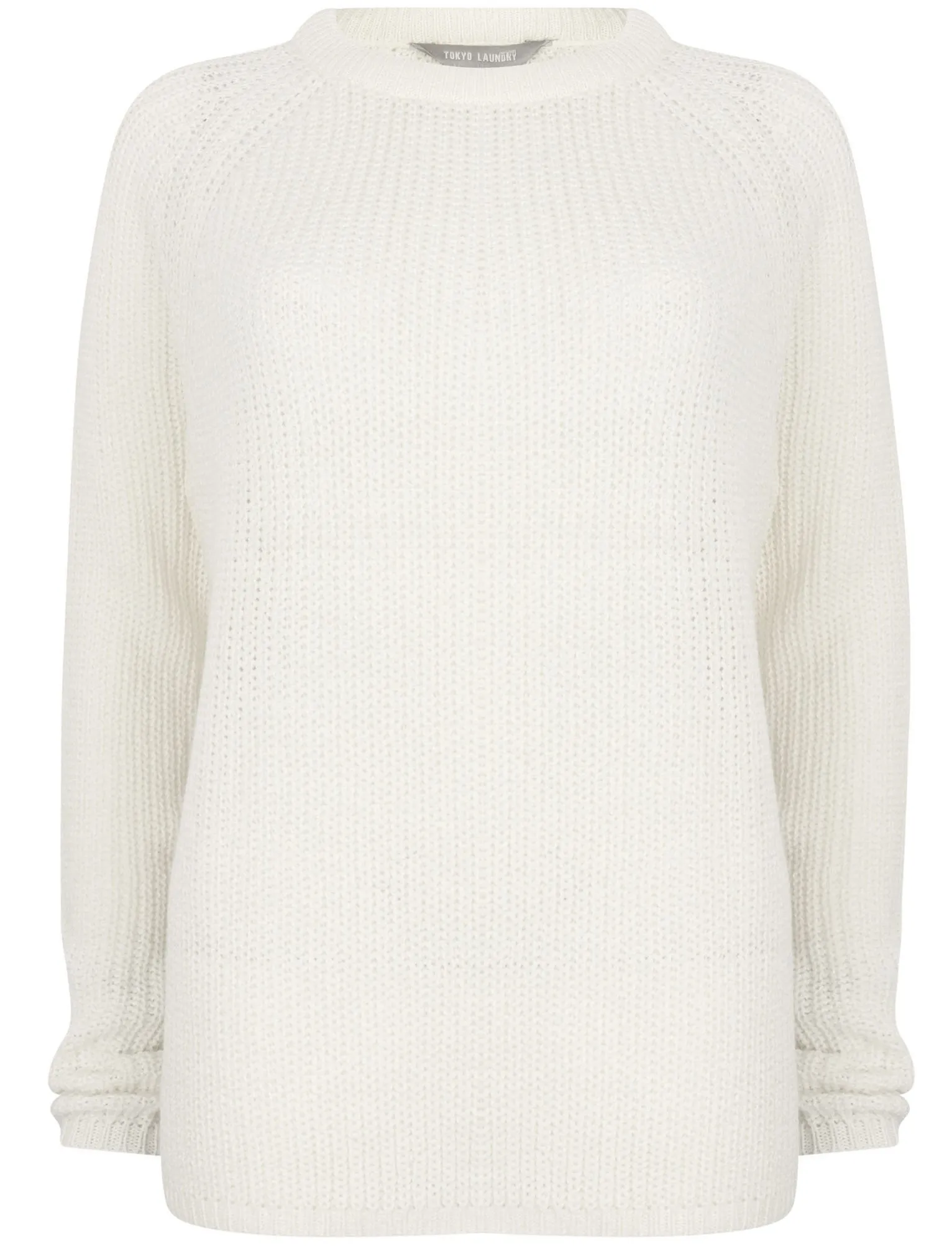 Bilberry Crew Neck Fisherman Knit Jumper In Winter White - Tokyo Laundry