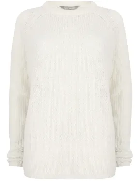 Bilberry Crew Neck Fisherman Knit Jumper In Winter White - Tokyo Laundry