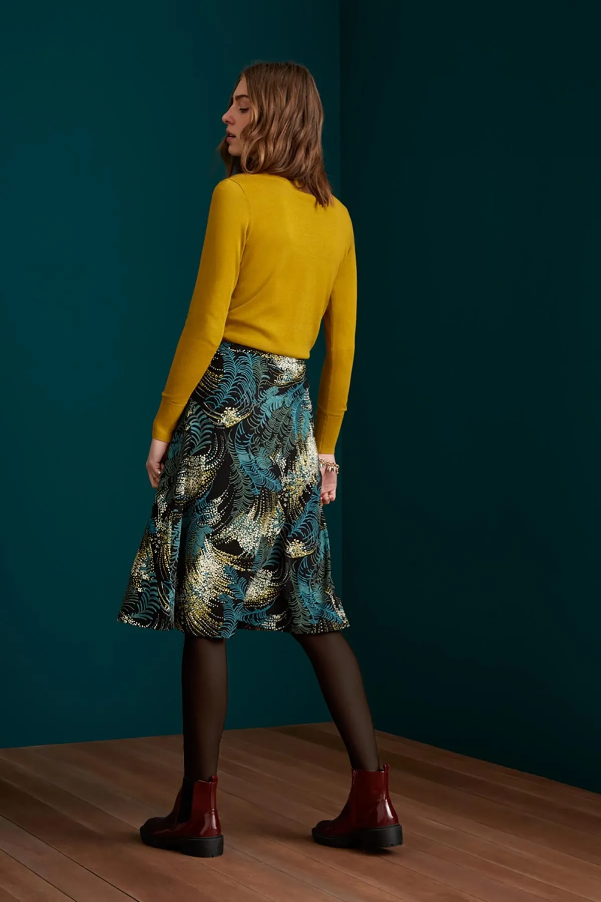 Black Juno Devon Midi Length Skirt