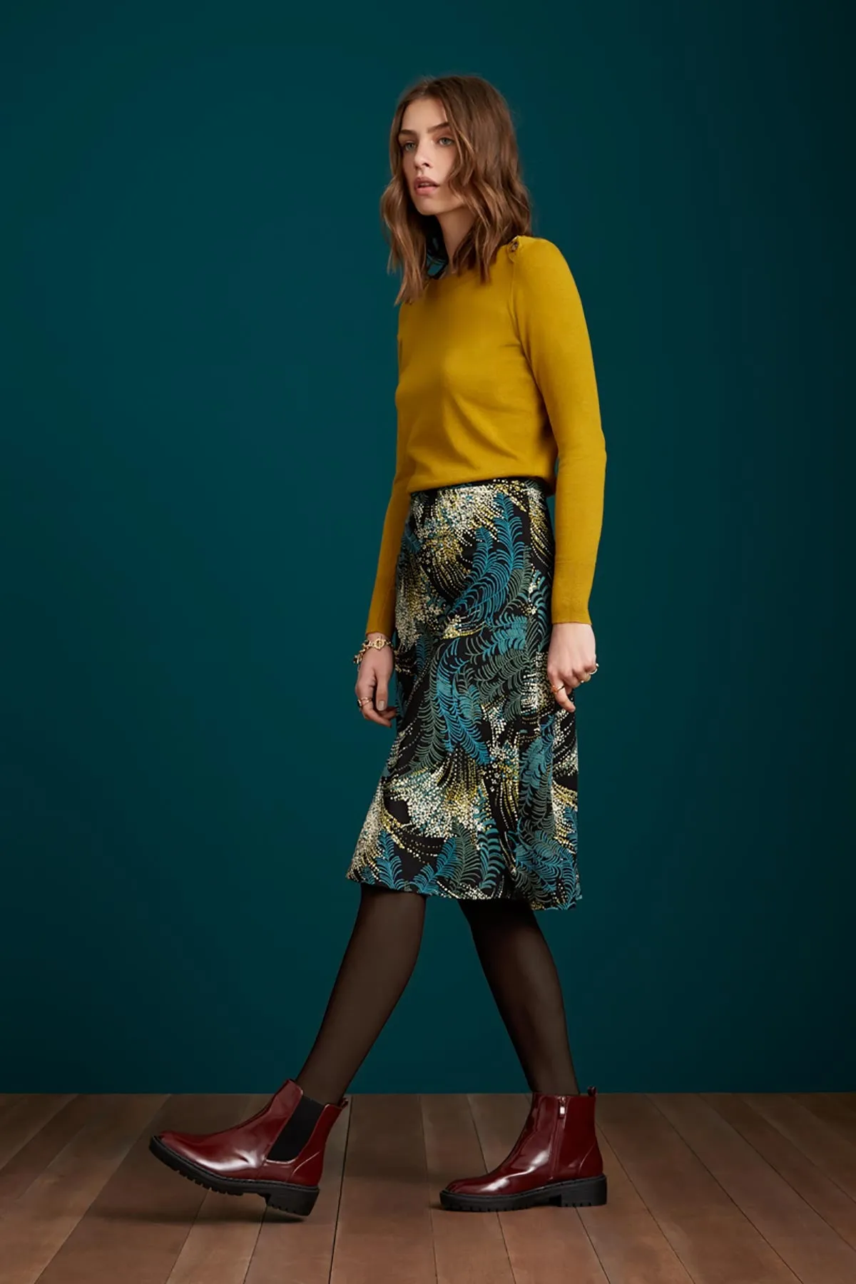 Black Juno Devon Midi Length Skirt