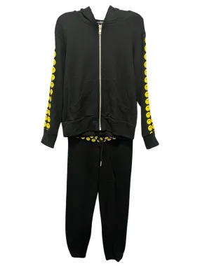 Black Smiley Zip Up & Sweatpants (sz 5)