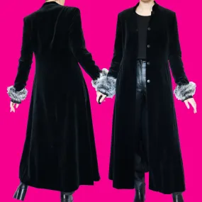 Black velvet maxi coat UK 10/12