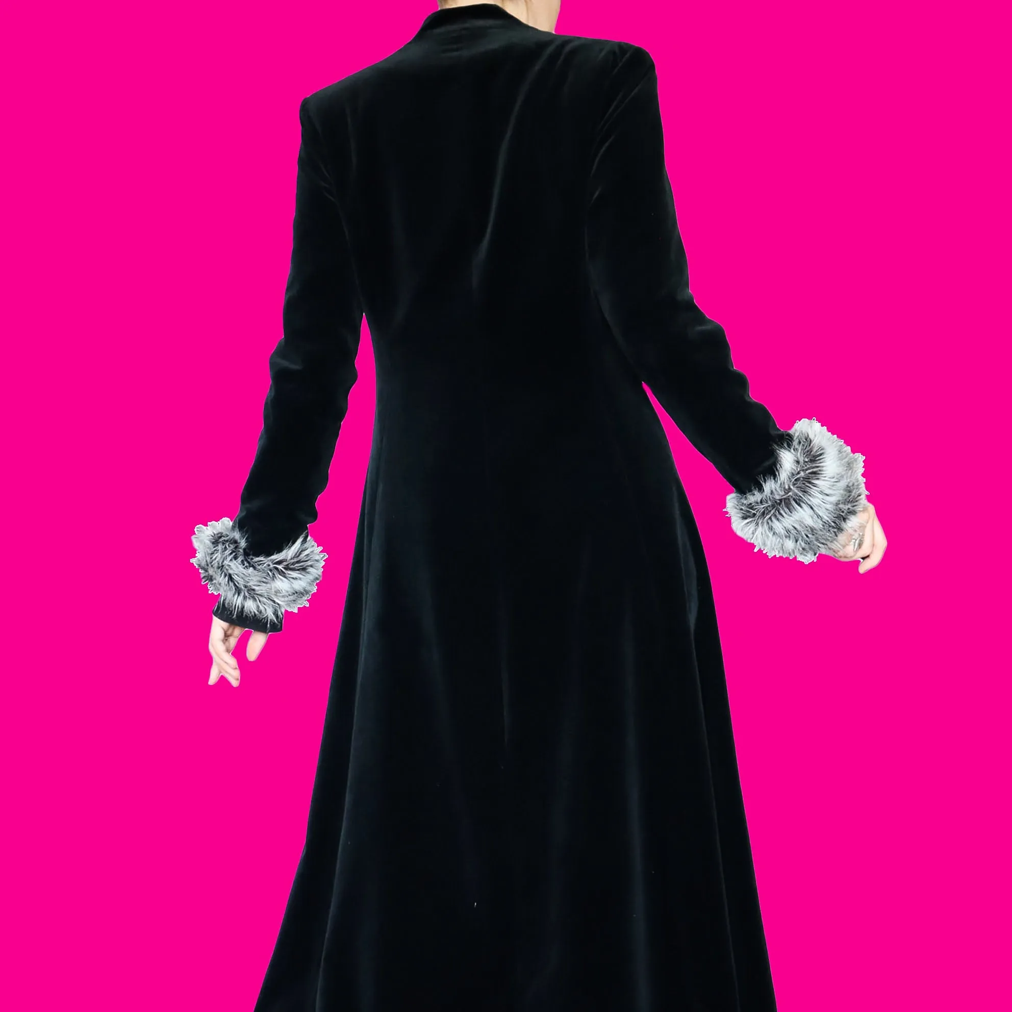 Black velvet maxi coat UK 10/12