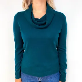 Bottle Green Cashmere Cowl Neck Jumper Small