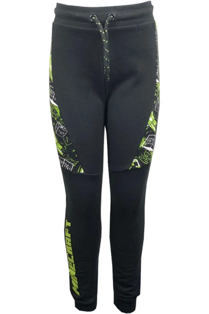 Boy Black Minecraft Creeper Gaming Sweat Pants Joggers Bottoms