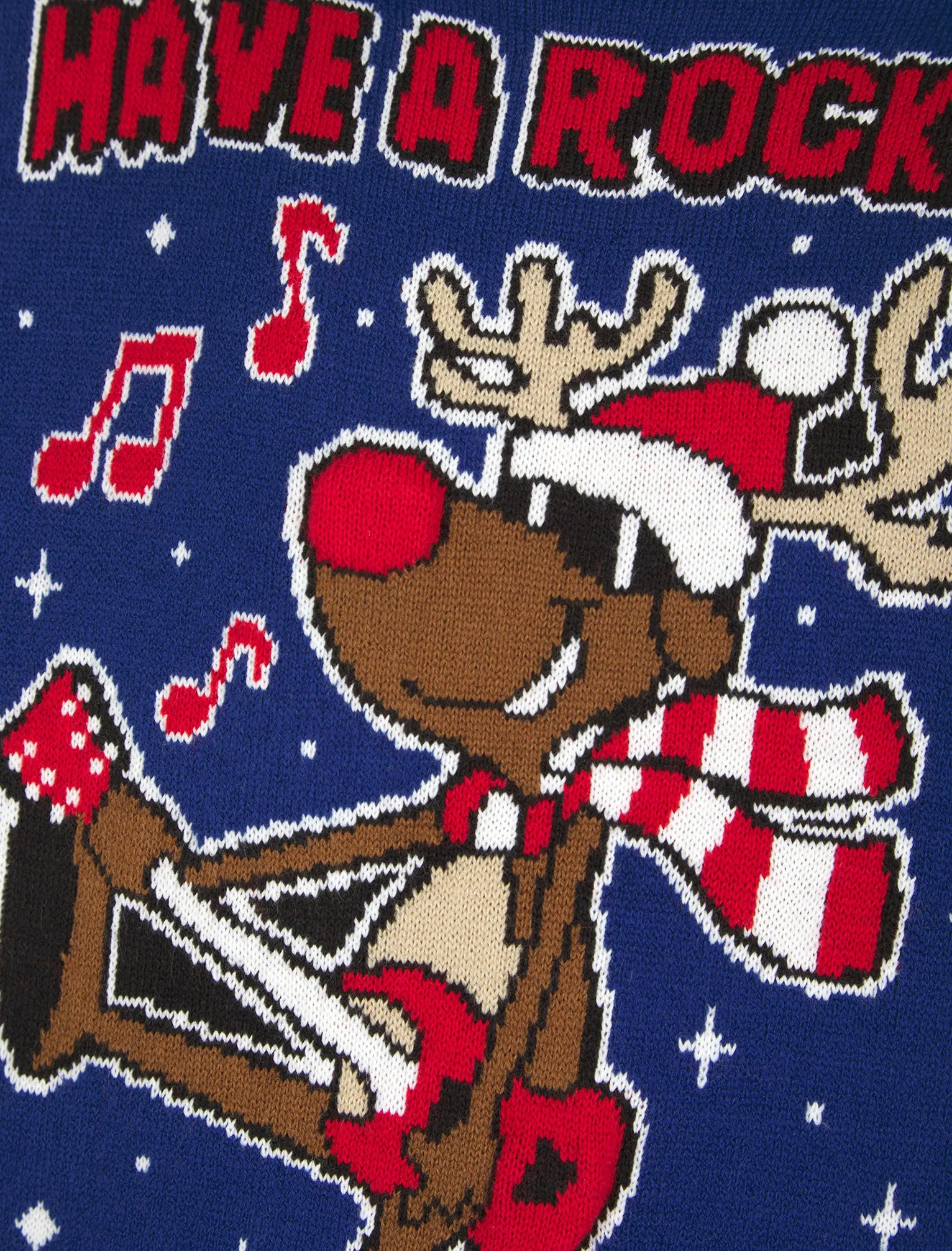 Boy's Rockin Rudolph LED Light Up Novelty Knitted Christmas Jumper in Sapphire - Merry Christmas Kids (4-12yrs)