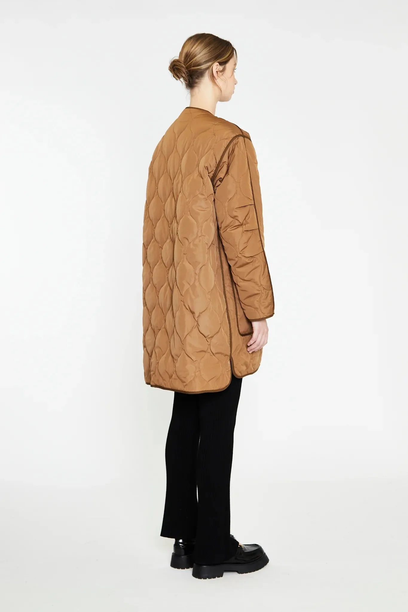 Brown Dark-Brown Quilted Coat