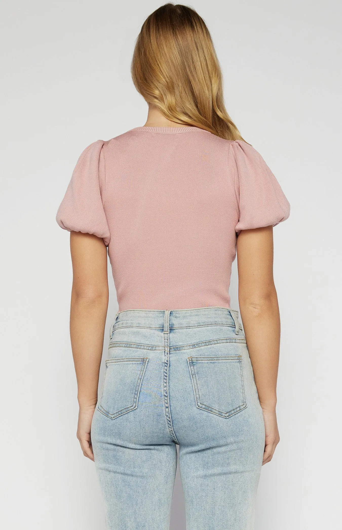 Bubble Sleeve High Neck Knit top