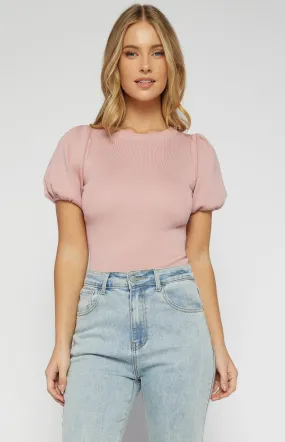 Bubble Sleeve High Neck Knit top