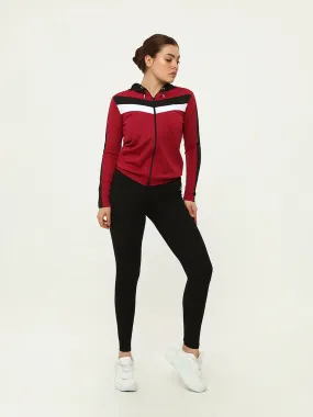Burgundy Black Hooded Tracktop