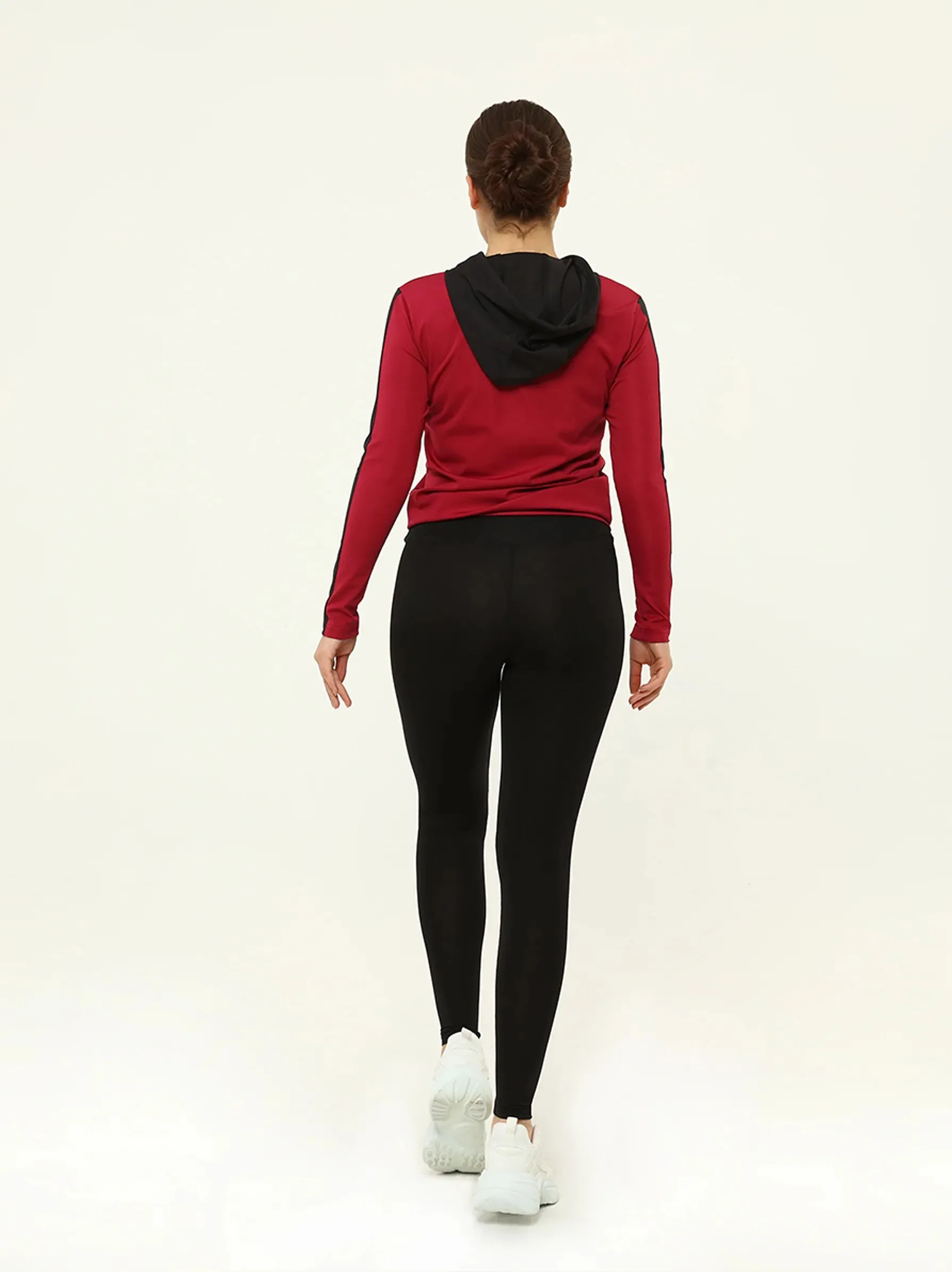 Burgundy Black Hooded Tracktop