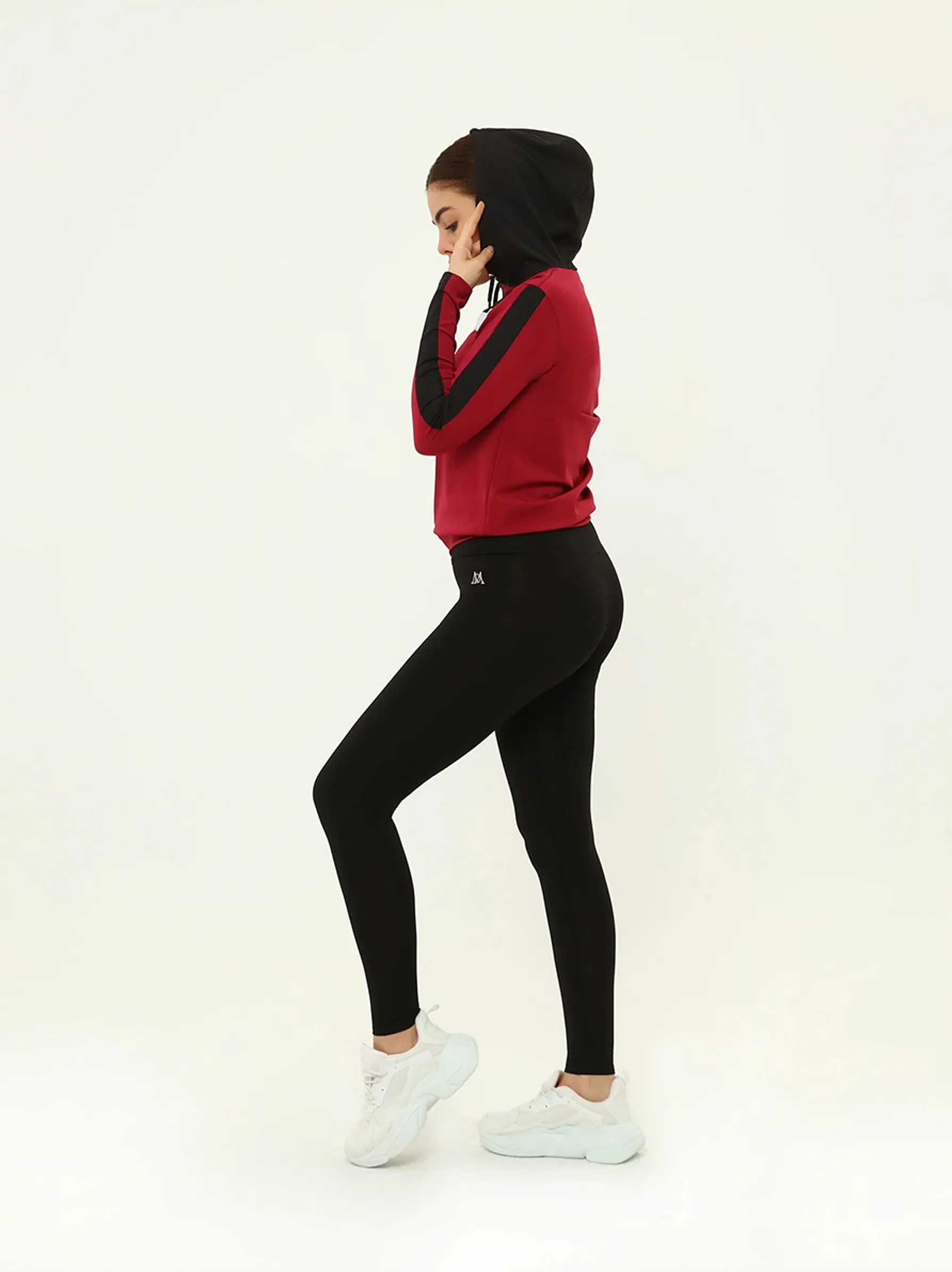 Burgundy Black Hooded Tracktop