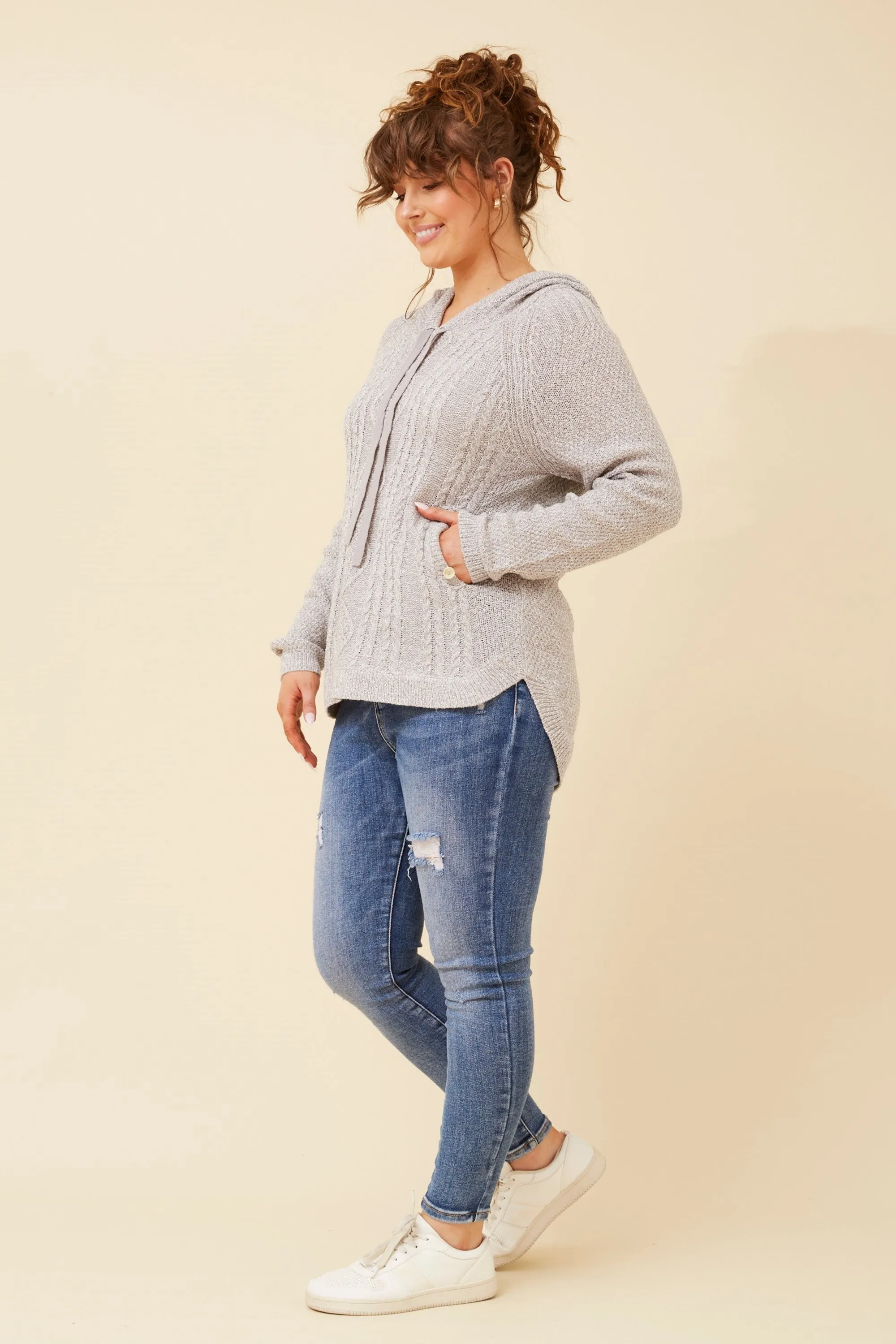Caroline Morgan Hooded Cable Knit Jumper