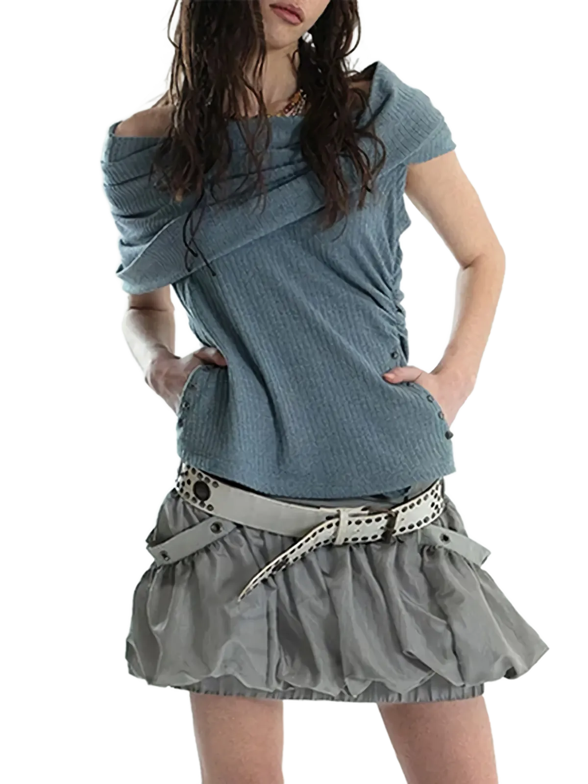 'Cavum' Ribbed Knit Tank Top with Oversized Hood