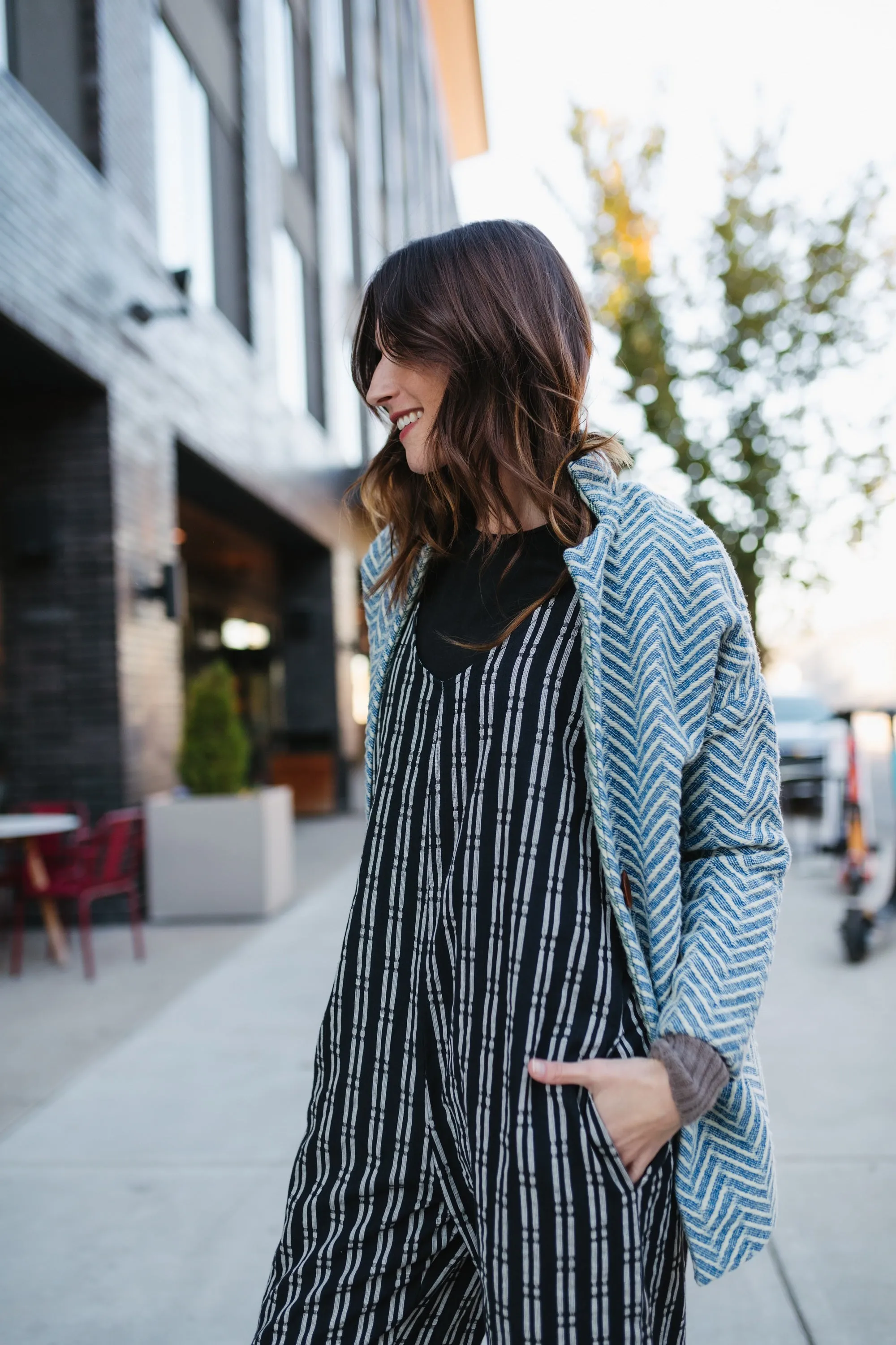 Charli Handwoven Cotton Jumper in Black and White Check - L Left