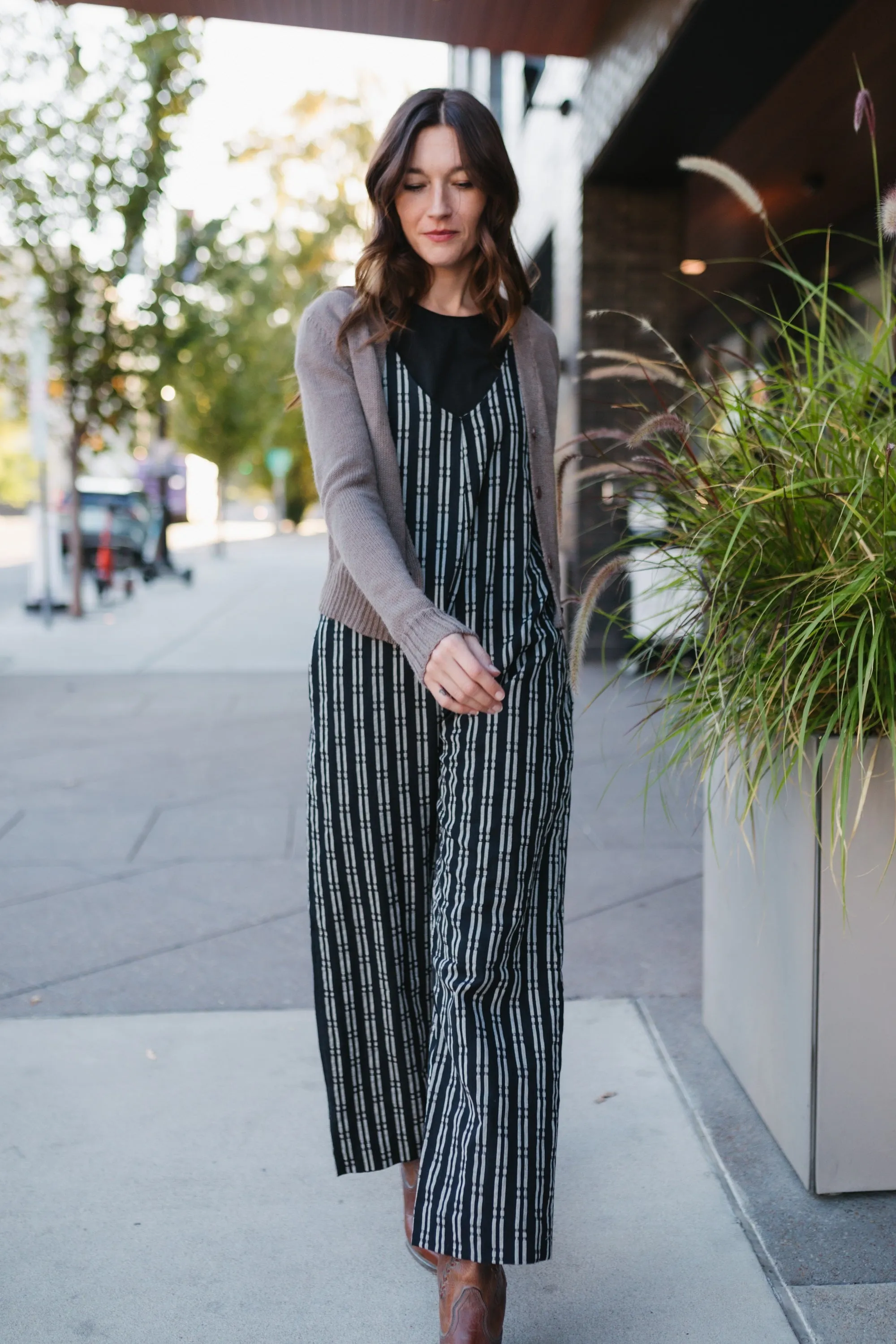 Charli Handwoven Cotton Jumper in Black and White Check - L Left