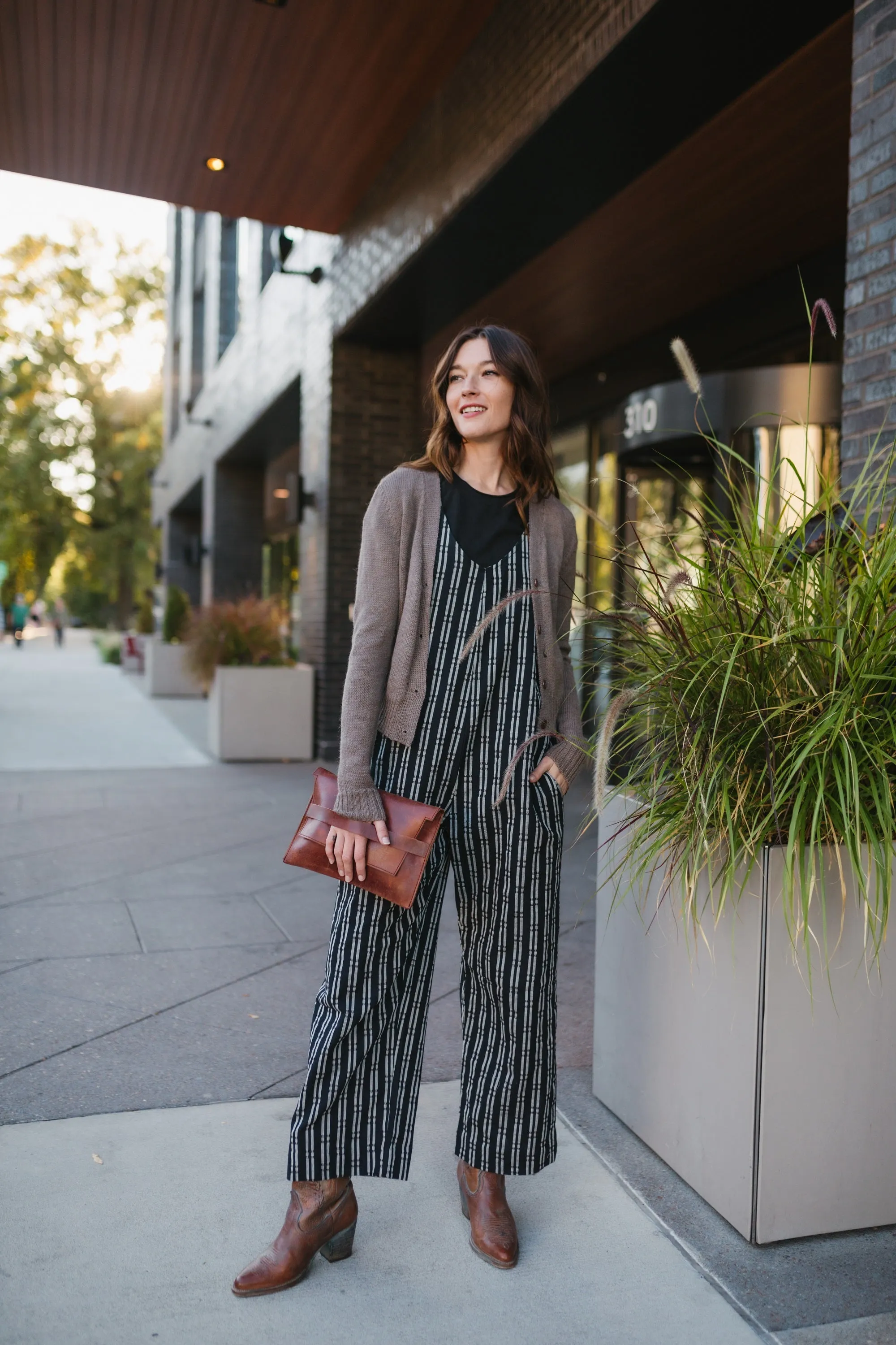 Charli Handwoven Cotton Jumper in Black and White Check - L Left