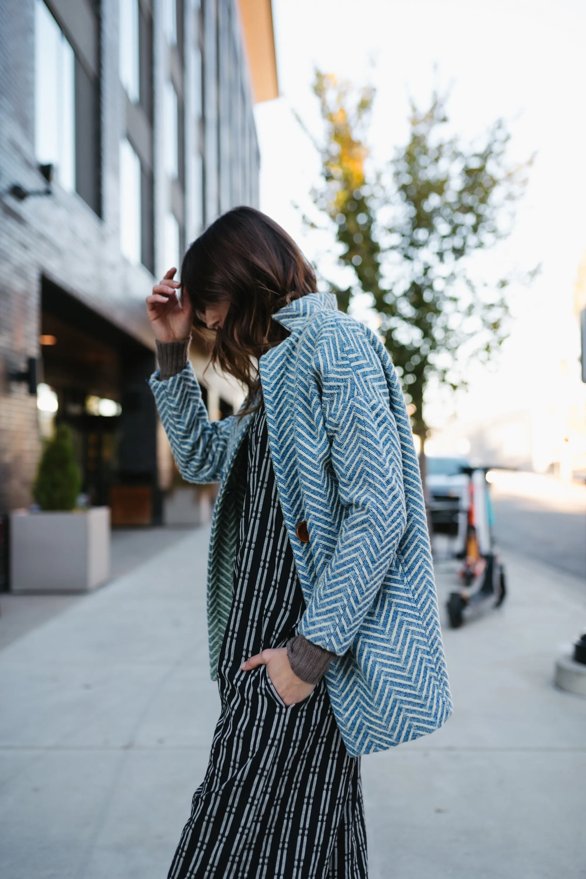 Charli Handwoven Cotton Jumper in Black and White Check - L Left