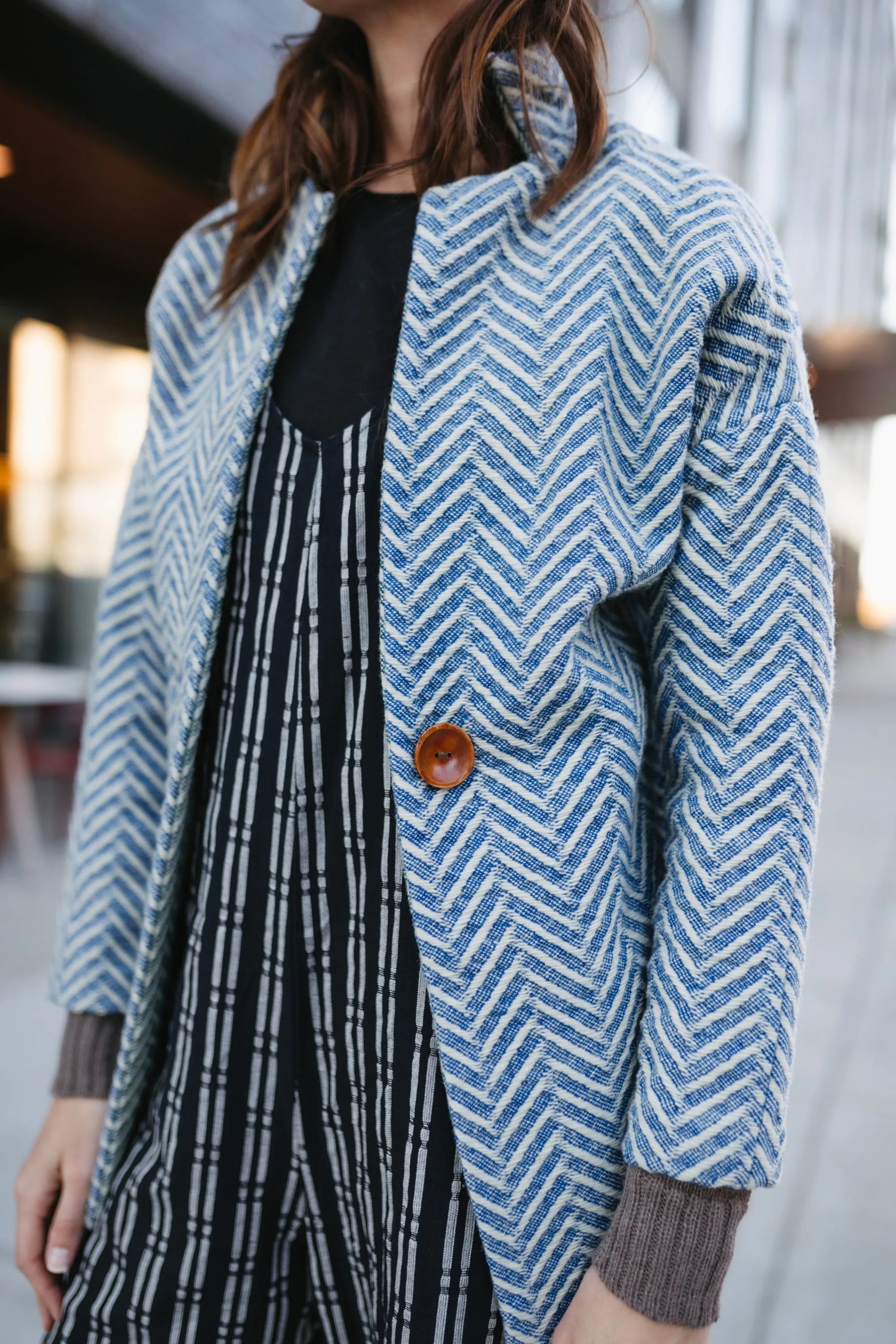 Charli Handwoven Cotton Jumper in Black and White Check - L Left