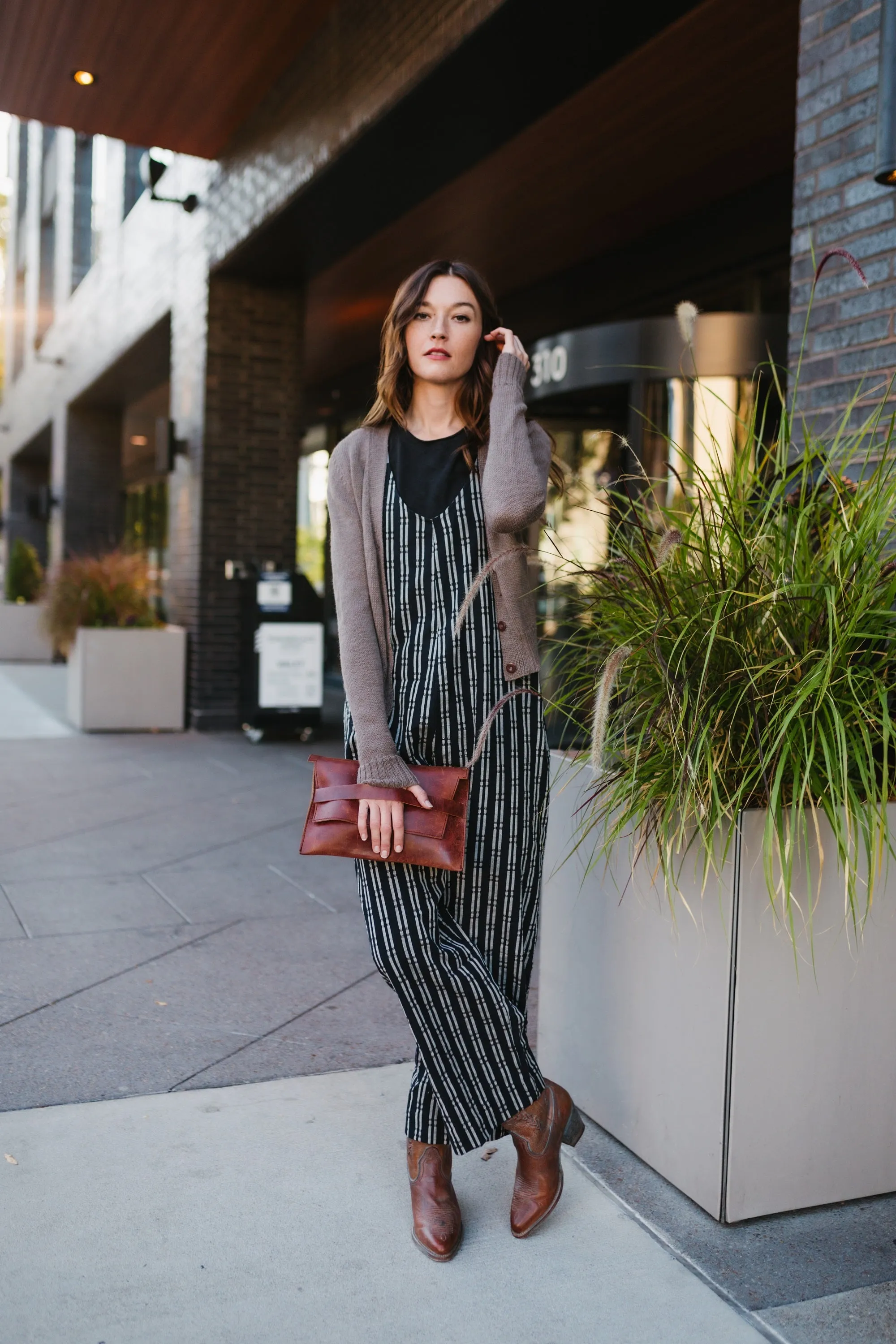 Charli Handwoven Cotton Jumper in Black and White Check - L Left