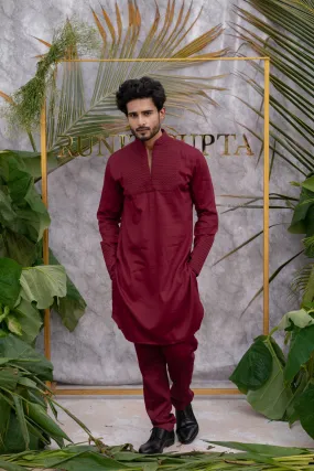 Cherry Maroon Quilted Kurta Set